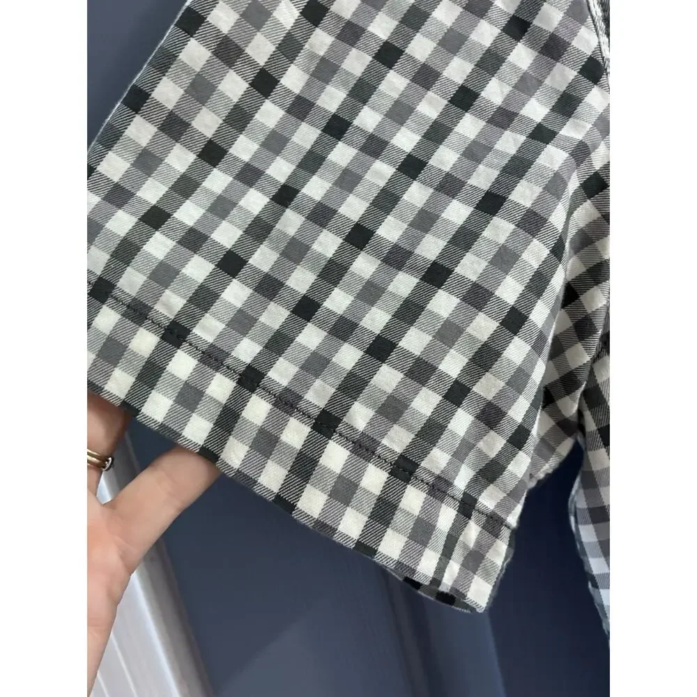 The North Face Button Up Shirt Check Shirt sleeve Pocket Gray Mens Large